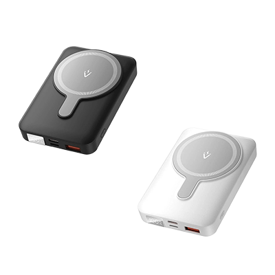 Vention 10000mAh Magnetic Wireless Power Bank 22.5W in black and white, ideal for corporate gifts.