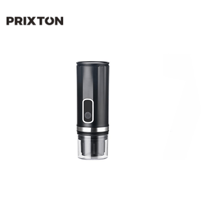 Prixton Roma Portable Coffee Maker in sleek black design, perfect for coffee lovers on the go, ideal as a corporate gift.