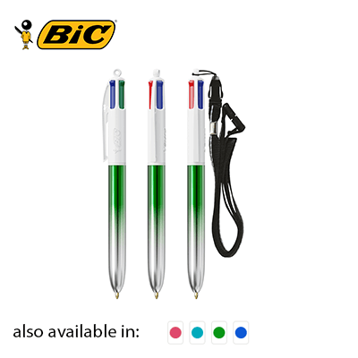 BIC 4 Colours Bicolor with lanyard ball pen Corporate Gift Singapore
