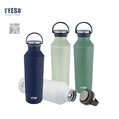 TYESO Vacuum Insulated Sports Bottle with Soft Silicone Handle