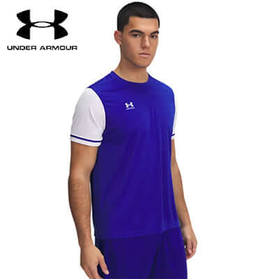 Under Armour Challenger Team Jersey on a model, showcasing the sleek design and vibrant colors, perfect as a Corporate Gift.