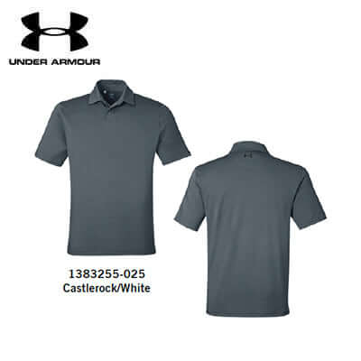 Under Armour T2G Polo LB in Castlerock/White, featuring anti-pick fabric, perfect corporate gift for golfers.