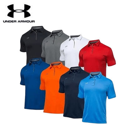 Under Armour Team Tech Polo Tee assortment in various colors, perfect as a comfortable corporate gift.