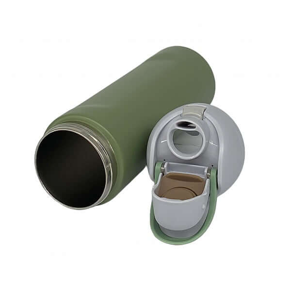 Double Wall Stainless Steel Thermal Flask 720ml open showing lid and spout, ideal for hydration as a corporate gift.