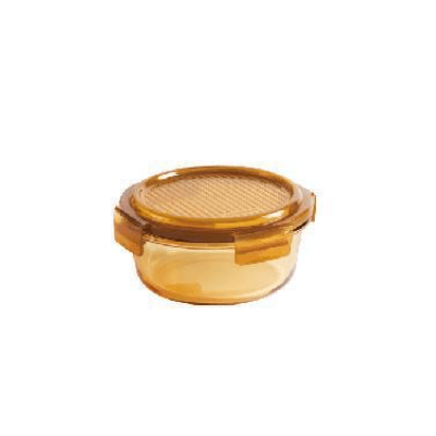 LocknLock 650ml Round Glass Lunch Box in amber color with a secure lid for easy meal storage.