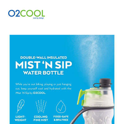 O2COOL Arctic Squeeze Sw Mist ‘N Sip Insulated Water Bottle 20oz with Lock & Mount Corporate Gifts Singapore