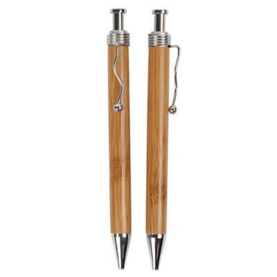 Eco Friendly Bamboo pens in natural brown color, perfect as a corporate gift or stylish desk accessory.