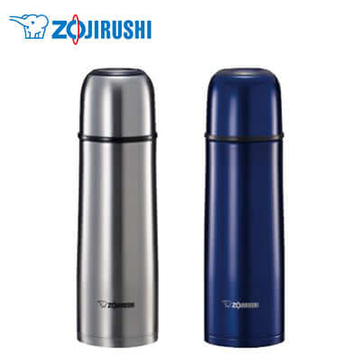 ZOJIRUSHI Elegant 0.5L Stainless Steel Flask SV-GR50 in silver and navy blue.