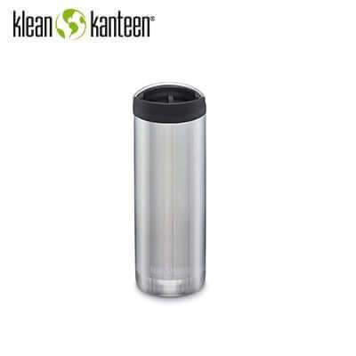 Klean Kanteen Insulated TKWide 16oz Water Bottle (with Café Cap) in stainless steel design.