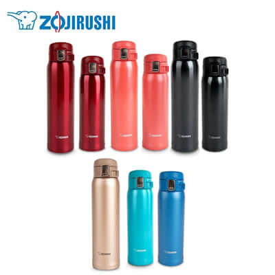 ZOJIRUSHI Stainless Mug Bottle collection in vibrant colors, perfect for a corporate gift.