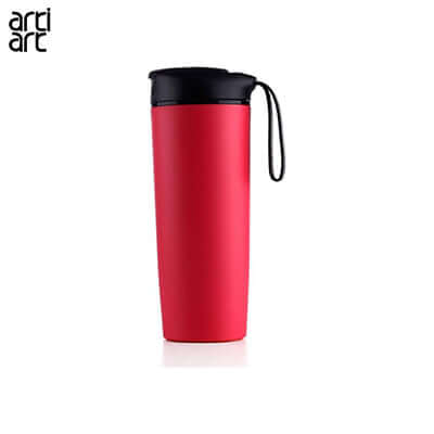 Artiart Classic Spill Free Suction Bottle in red with lid, ideal as a corporate gift.