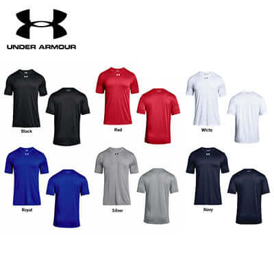 Under Armour Men 2.0 Locker Tee Shirt in various colors: Black, Red, White, Royal, Silver, Navy.