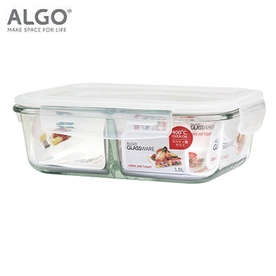 Algo Glass Food Container with Divider 1L