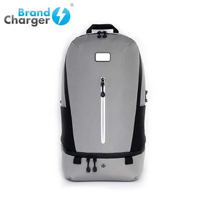 BrandCharger Nomad Eco Backpack featuring eco-friendly RPET material and stylish design.