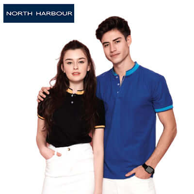 North Harbour 2200 York Polo T-Shirt displayed by models, showcasing style and comfort ideal for corporate gifts.