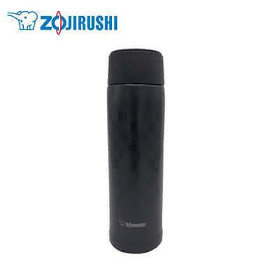 ZOJIRUSHI Stainless Steel Vacuum Bottle 0.48L in sleek black design for daily hydration.