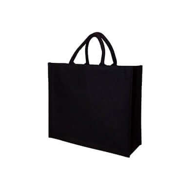 10oz Black Canvas Bag with black cotton paddle handle, perfect for corporate gifts and stylish carry.