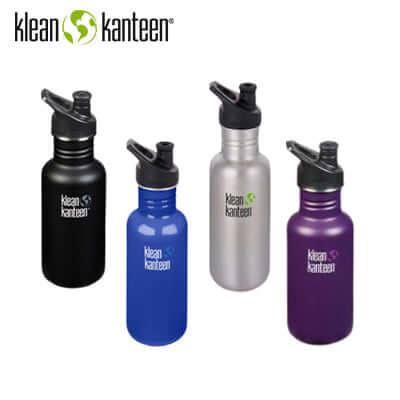 Klean Kanteen Classic 18oz Water Bottle with Sport Cap in various colors for ultimate hydration.
