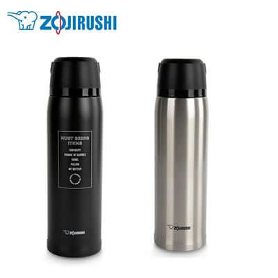 ZOJIRUSHI Stainless Thermal Bottle with Cup 1.03L, black and stainless steel, ideal for hot and cold beverages.