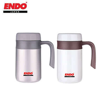 ENDO 400ML Double Stainless Steel Mug With Fine Porcelain Interior, perfect corporate gift for beverage lovers.
