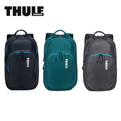 Thule Chronical 28L Laptop Backpack in black, teal, and gray for organization and comfort