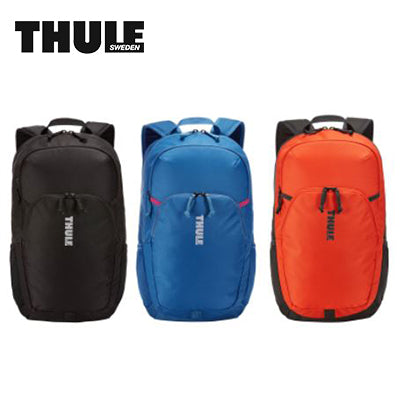 Thule Achiever 22L Laptop Backpack in black, blue, and orange colors for corporate gift options.