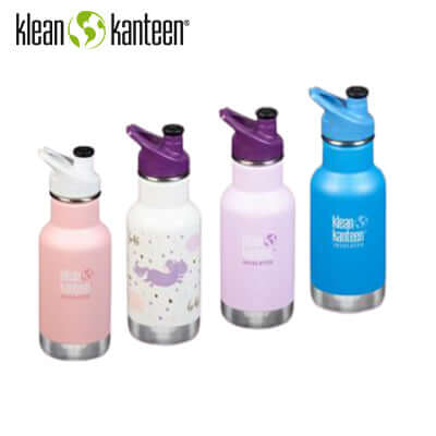 Klean Kanteen Insulated Kid Classic Water Bottle12oz with Kid Sport Cap in various colors
