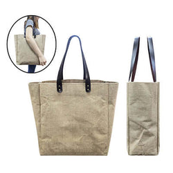 Eco Jute Tote Bag with PU Leather Handle Corporate Gifts Singapore