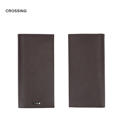 Crossing Harrow Elite Long Wallet RFID shown in dark brown with smooth leather finish, ideal for a corporate gift.