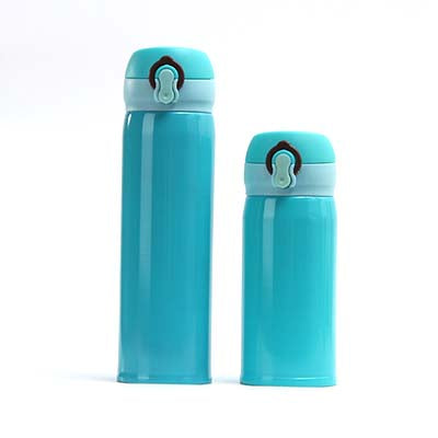 Double Wall Stainless Steel Vacuum Flask in vibrant turquoise color, perfect for hydration and corporate gifts.