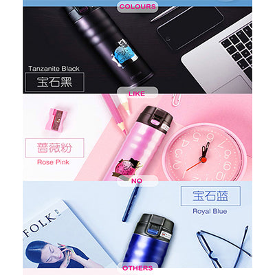 Kyocera Ceramic Coated Cerabrid Mug available in Tanzanite Black, Rose Pink, and Royal Blue colors.