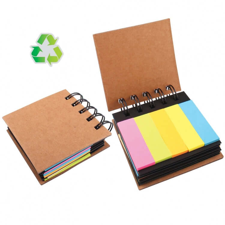 Eco Memopad featuring eco-friendly design, compact size, and colorful sticky notes, perfect for notes and reminders.