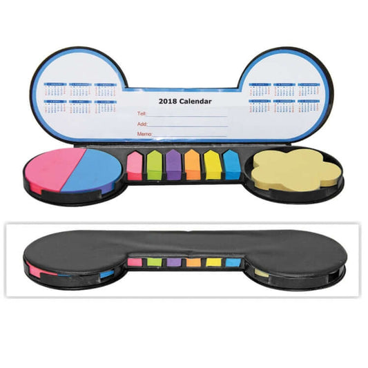 PU Post It Note Pad with colorful sticky notes and calendar, ideal for corporate gifts and office organization.