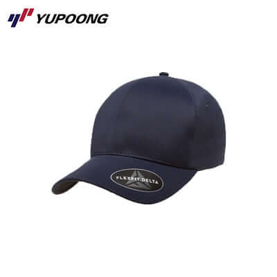 Yupoong 180 Flexfit Delta cap in Dark Navy, perfect for comfort and style, ideal as a Corporate Gift.