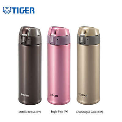 Tiger Stainless Steel Tumbler MMQ-S in Metallic Brown, Bright Pink, and Champagne Gold, ideal Corporate Gift.