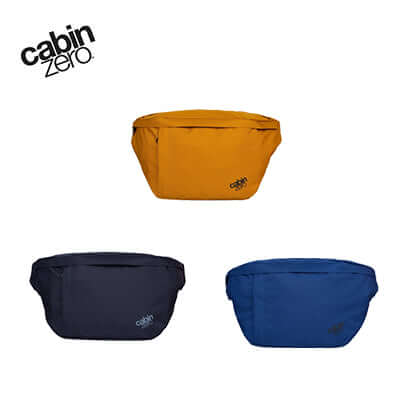 Cabinzero Hustle XL Cross Body 8L in three colors: yellow, navy, and blue, perfect for urban adventures and corporate gifts.