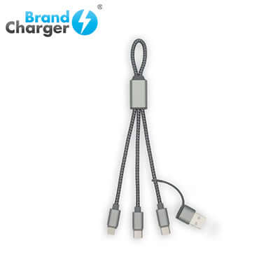 BrandCharger Trident 3-in-1 Cable with Micro USB, Lightning, and Type-C connectors.
