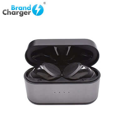 BrandCharger ARIA T3S True Wireless Earbud charging case with earbuds displayed.