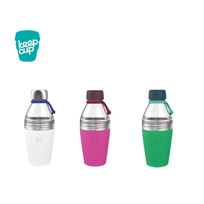 KeepCup Bottle Mixed Cup 18oz in three colors: white, pink, and green, ideal as a corporate gift.