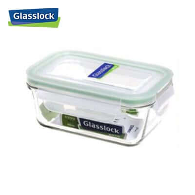 480ml Glasslock Container with transparent design and green lid, perfect for food storage and corporate gifts.