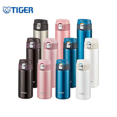 Tiger Light Stainless Steel Bottle MMJ-A collection of various colors and sizes, perfect for travel and daily use.
