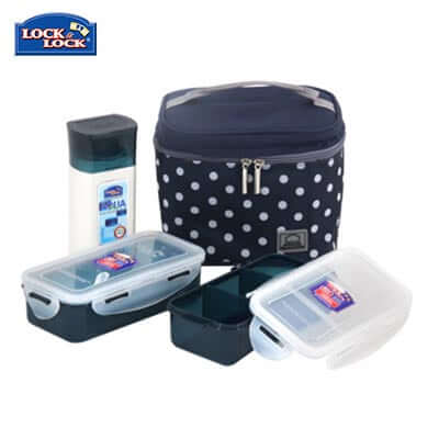 Lock & Lock 2 Pieces Lunch Box and Water Bottle Set including containers and insulated bag.
