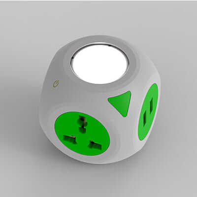 Cube Plug with LED night light and 4 USB ports. Corporate Gifts Singapore