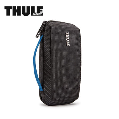 Thule Crossover 2 Multi-Purpose Travel Organizer black pouch with blue zipper for modern travelers.