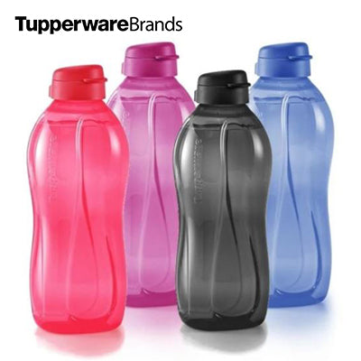 Tupperware Giant Eco Bottle 2000ml set in pink, purple, black, and blue colors for hydration.