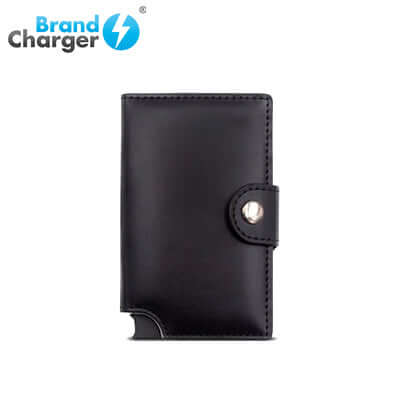 BrandCharger Wally Porto RFID Leather Credit Card Holder in sleek black leather design.