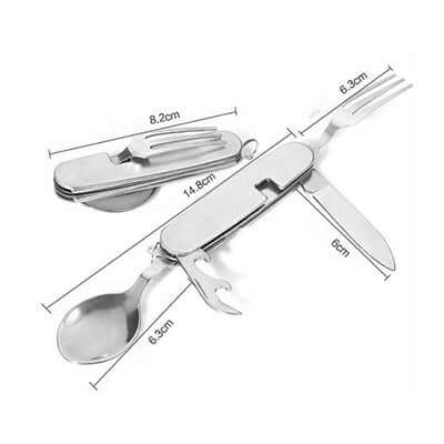 4 in 1 Multifunction Stainless Steel Foldable Travel Cutlery Corporate Gifts Singapore