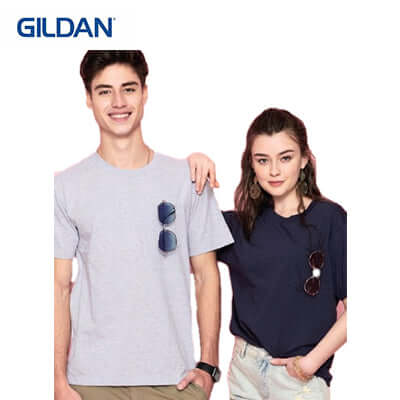 Gildan Hammer Adult T-Shirt with Pocket displayed by two models, showcasing style and comfort.