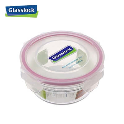 450ml Glasslock Ring Taper Container with lid, ideal for food storage and corporate gifts.