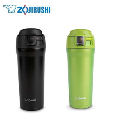 ZOJIRUSHI Stainless Steel Mug Bottle 0.48L in black and green, sleek design, perfect for corporate gift.